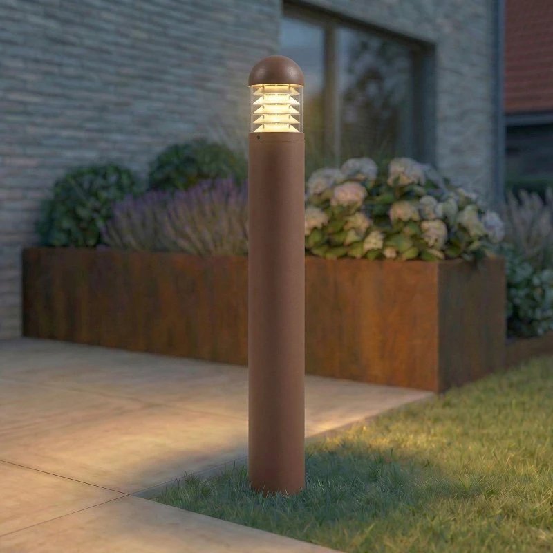 Lucande Skagena Słupek LED 90 cm, Brązowy, IP54