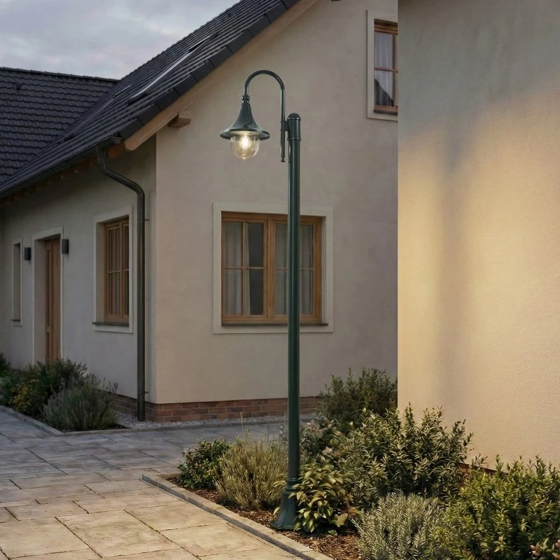 Lindby Lampa zewnętrzna Daphne, zielona, 220 cm, E27, aluminium