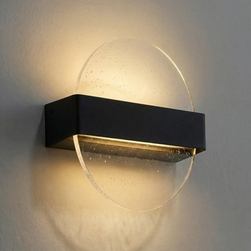 Kinkiet LED Lucande Narkelo, czarny/przezroczysty, CCT, IP44