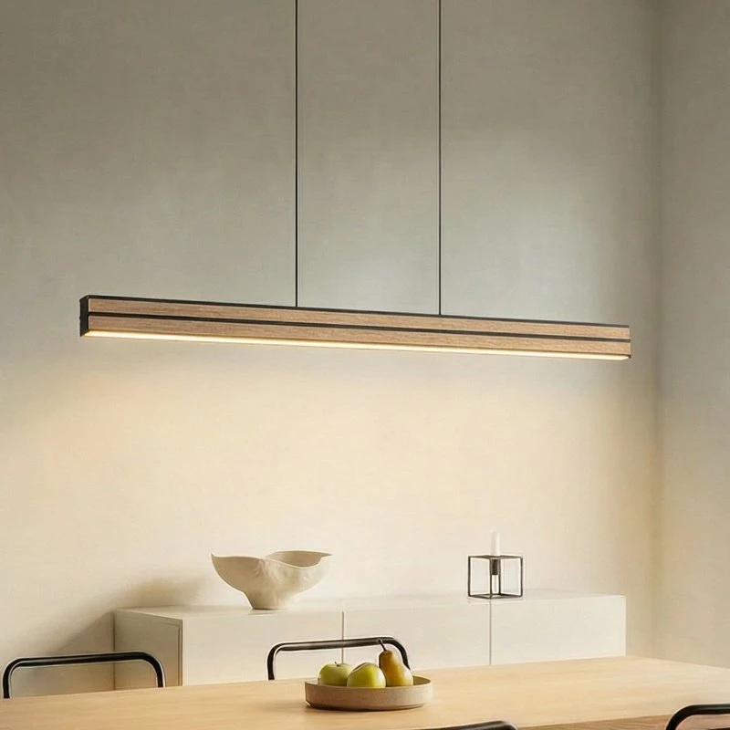 Żyrandol LED Lisene Quitani, dąb/czerń, 117 cm, CCT