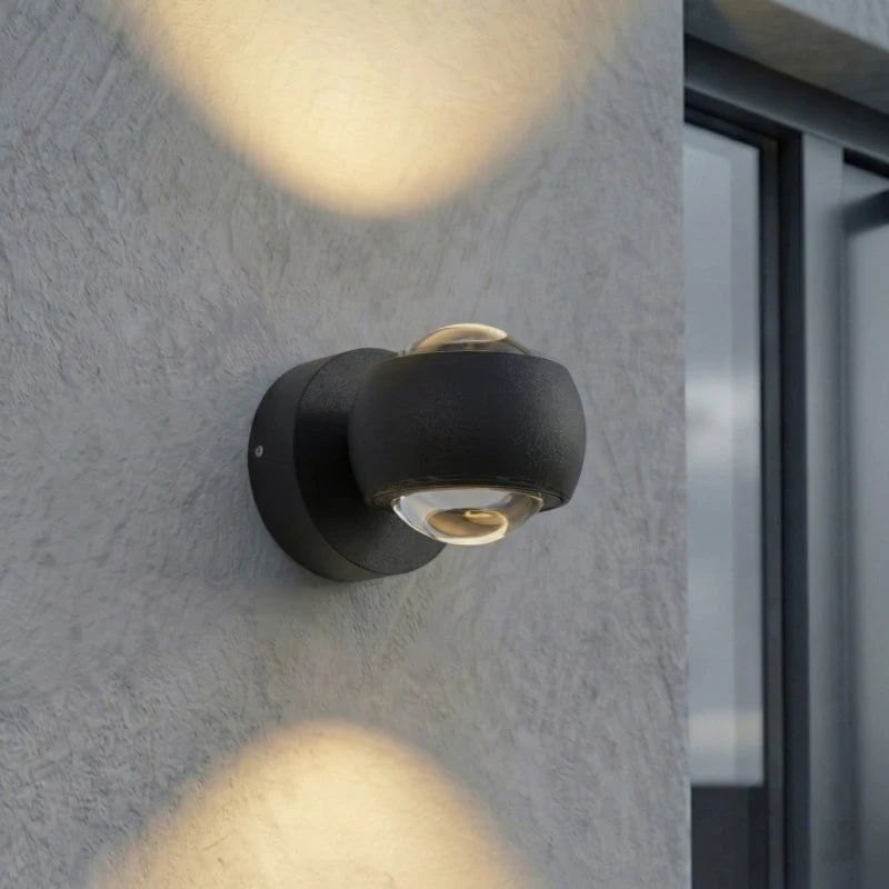 Lindby Focra Reflektor ścienny LED, czarny, CCT, IP54