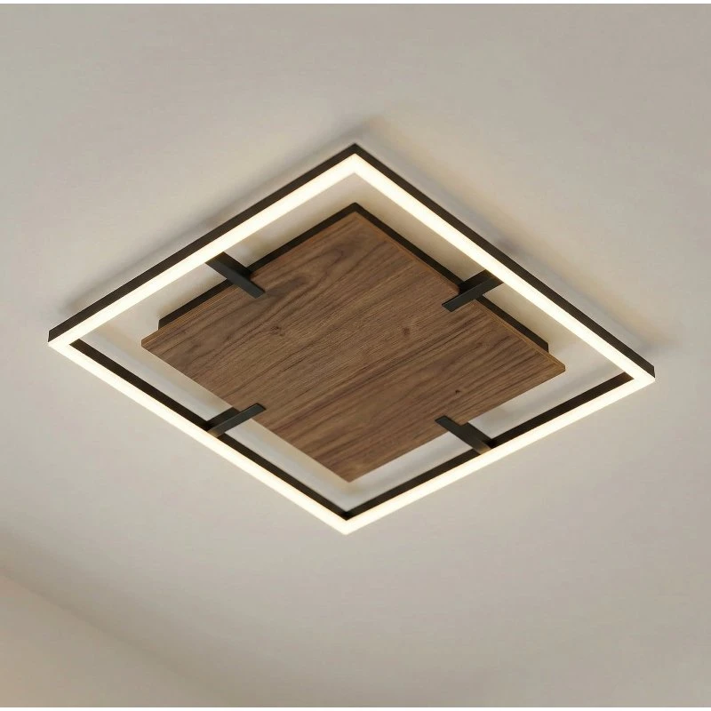 Lucande Vectra Lampa sufitowa LED, 50x50 cm, drewno, ściemniana