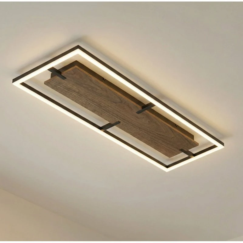 Lucande Vectra Lampa sufitowa LED, 100x30 cm, drewno, ściemniana