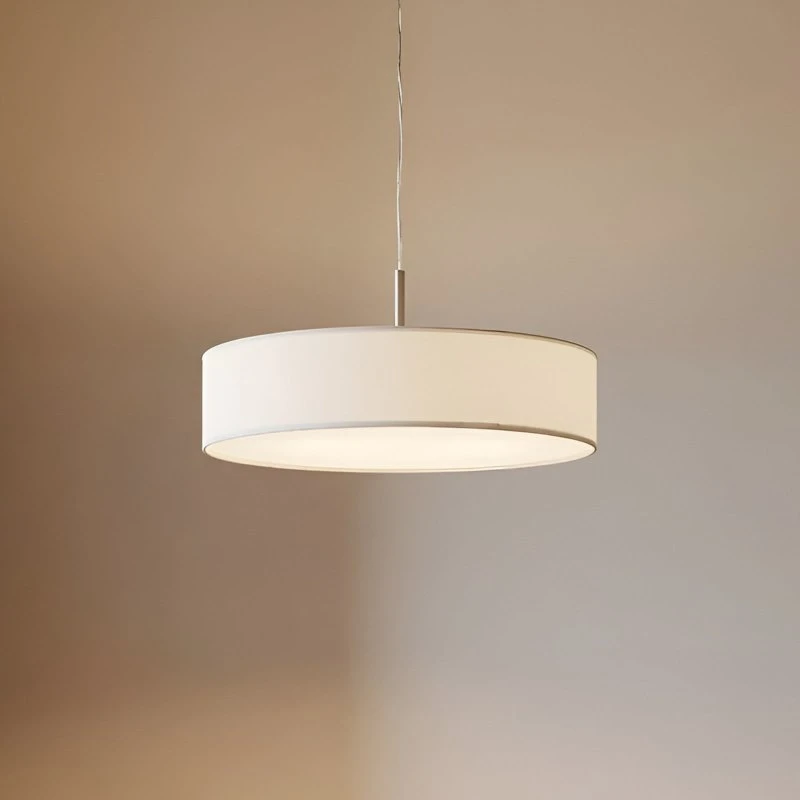 Lindby Żyrandol Sebatin, Ø 50 cm, beżowy, tkanina, E27