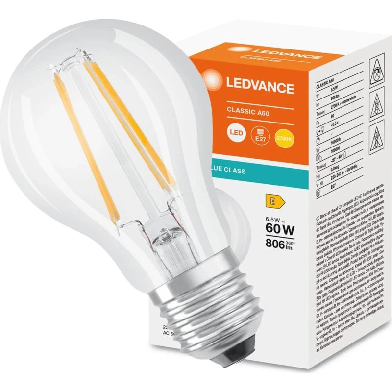 LEDVANCE Żarówka Filament A60 E27 6.5W 2700K