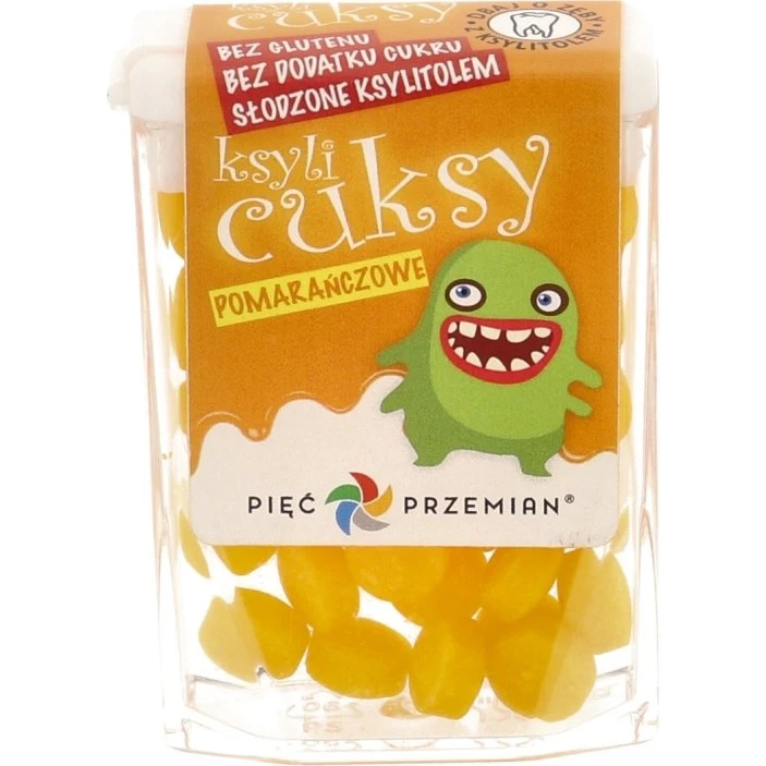 Pięć Przemian KsyliCuksy Cukierki pomarańczowe z ksylitolem 13 g