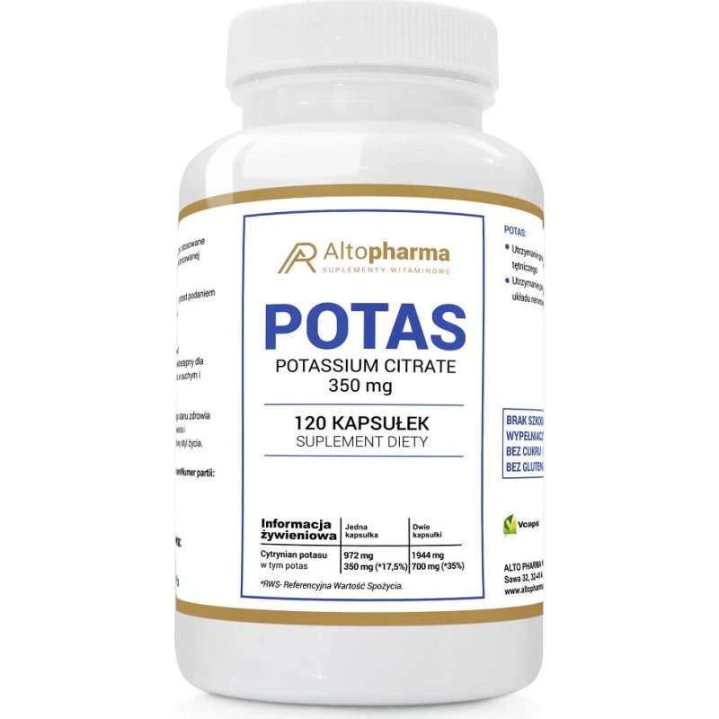 AltoPharma Potas Cytrynian 350 mg, 120 kapsułek