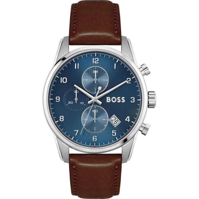 Hugo Boss Zegarek Męski 1513940 43mm Niebieska Tarcza