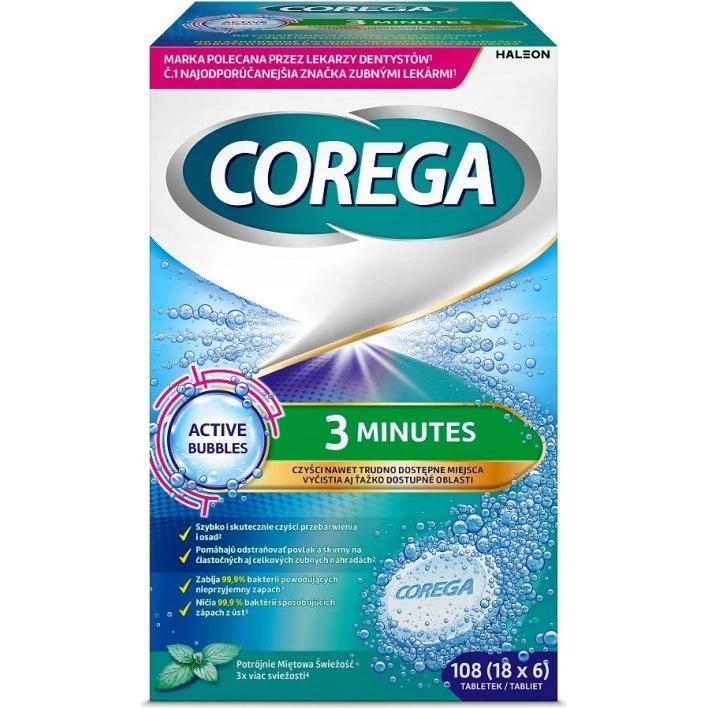 Corega Tabs 3-minutowe tabletki czyszczące do protez, 6 sztuk