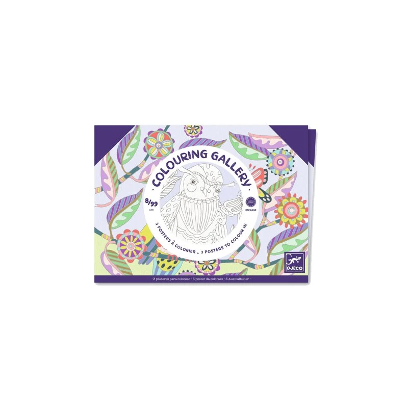 PTAKI Obrazy do kolorowania w teczce – zestaw 3 dużych kolorowanek