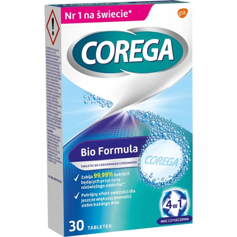 Corega Bio Formula tabletki do czyszczenia protez, 30 szt.