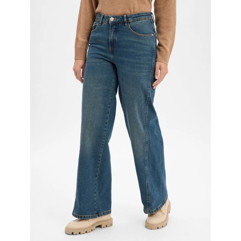 Opus Jeansy Wide Leg Miva Spirit niebieskie