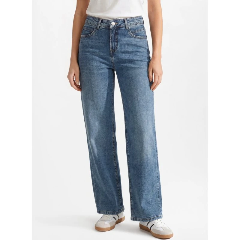 Opus Jeansy Wide Leg Miva Coastal niebieskie