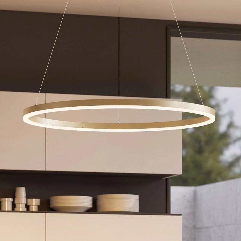 Arcchio Albiona Żyrandol LED, beżowy, 1 pierścień, Ø 80 cm
