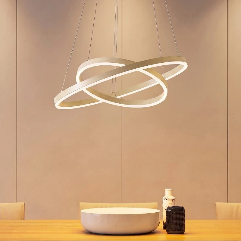 Żyrandol LED Arcchio Albiona, beżowy, 2 pierścienie, Ø 60 cm