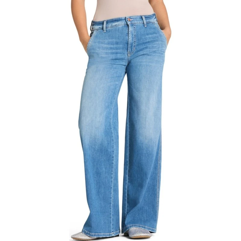 Cambio Jeansy Wide Leg Alek niebieskie