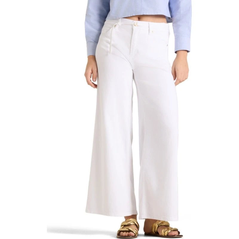 Cambio Dżinsy Palazzo Cropped z lnem, białe, 44