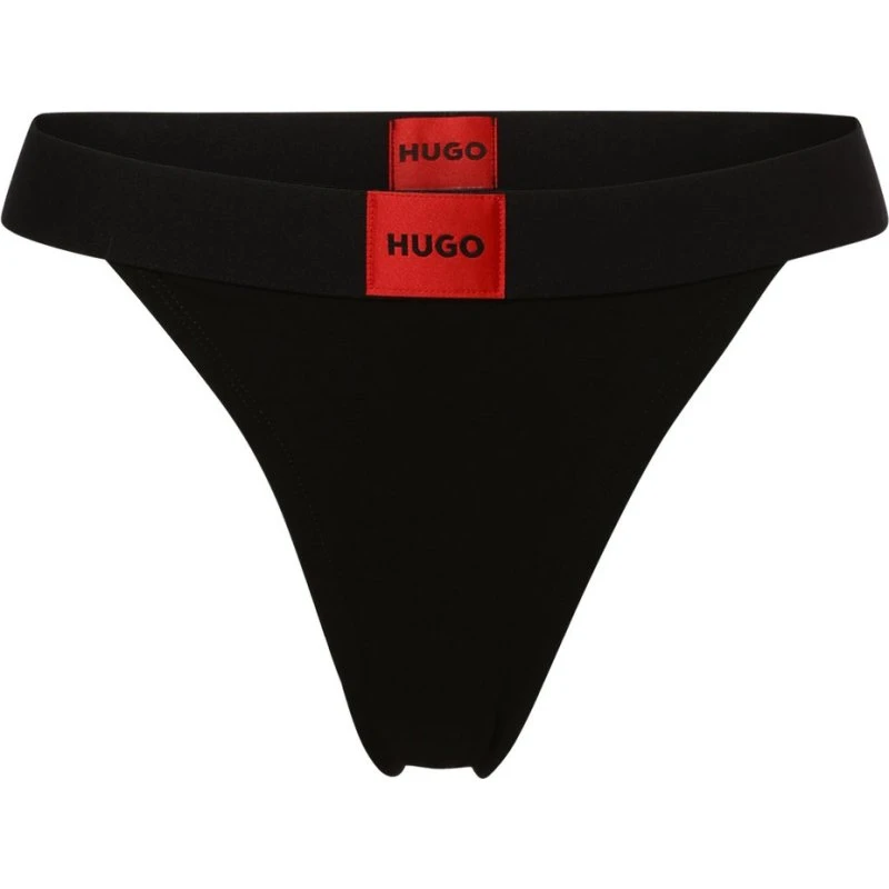 HUGO Stringi damskie z dżerseju, czarne, XS