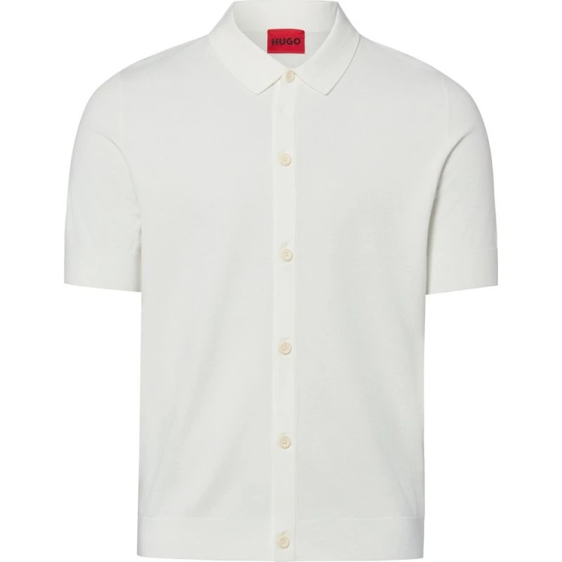Hugo Bluzka Z Dzianiny San Paco Extra Slim Fit - Biała