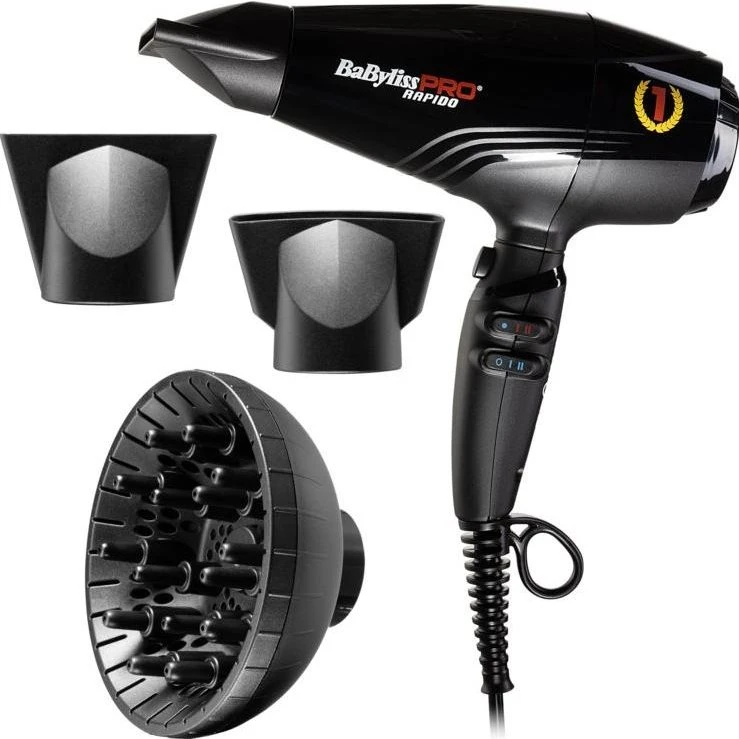 BaByliss Pro BAB7000IE Rapido 2200W, czarna, 399g