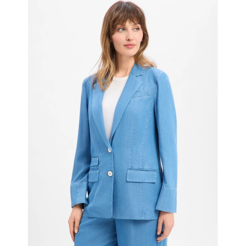 Marc Cain Marynarka w stylu jeansowym z lyocell, niebieska