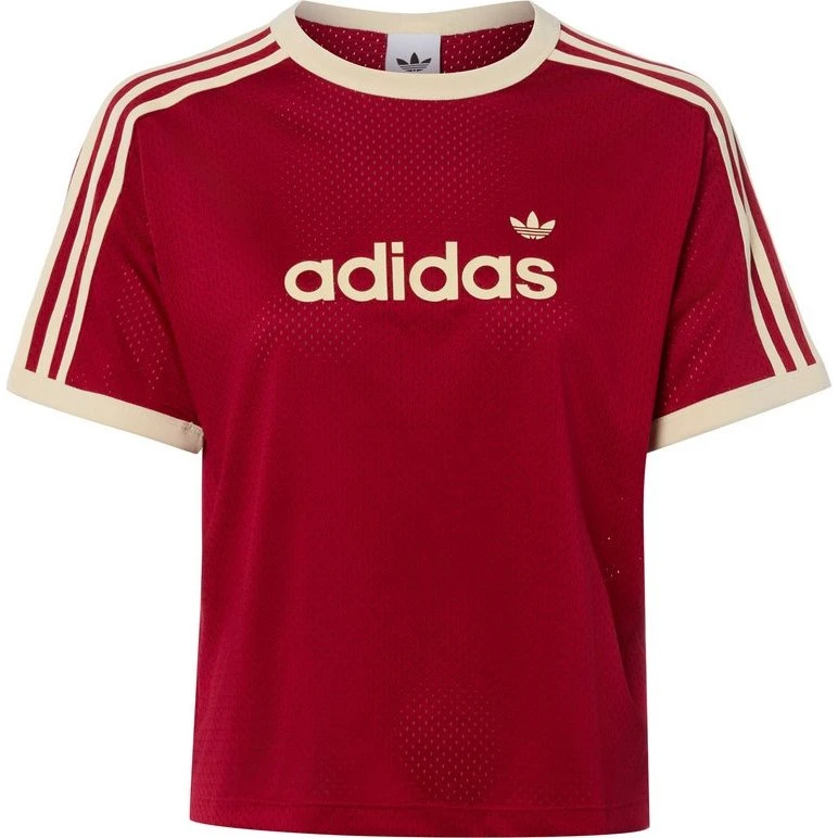 adidas Originals Koszulka Linear Mesh - Kobiety, Bordowa, L