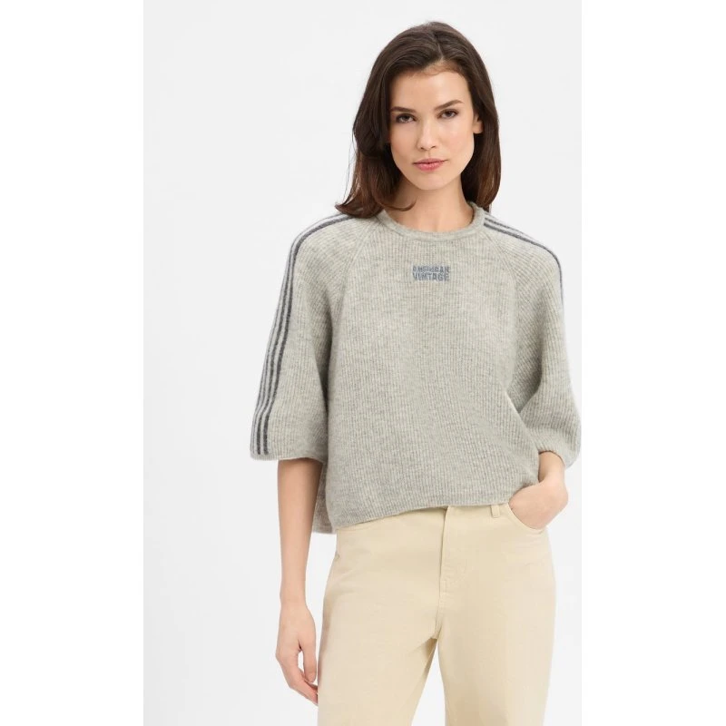 American Vintage Sweter z Alpaki i Wełny - Szary