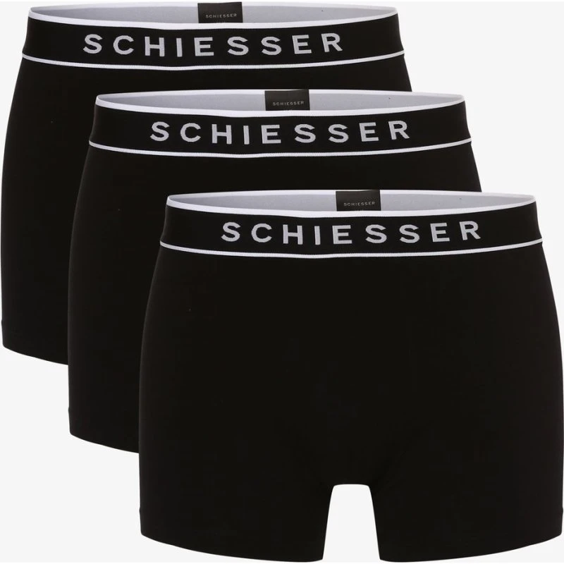 Schiesser Bokserki Obcisłe Męskie Bawełna, 3-pak, Czarny, 5