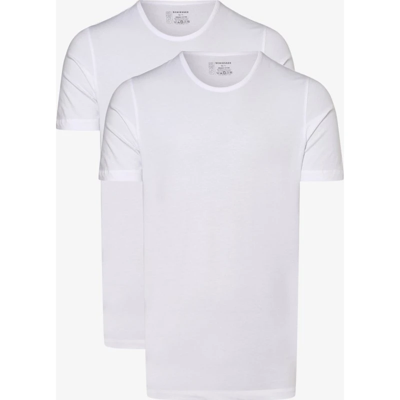 Schiesser T-shirty męskie bawełniane, 2 sztuki, białe, rozmiar 5