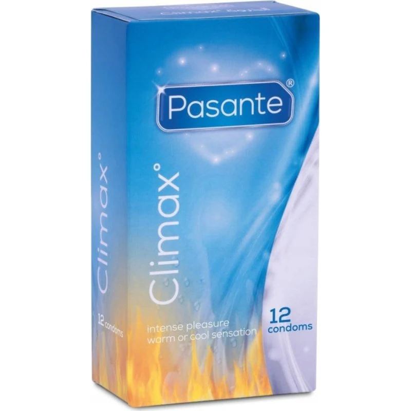 Pasante Climax: zestaw prezerwatyw prążkowanych (warming & cooling) 12szt