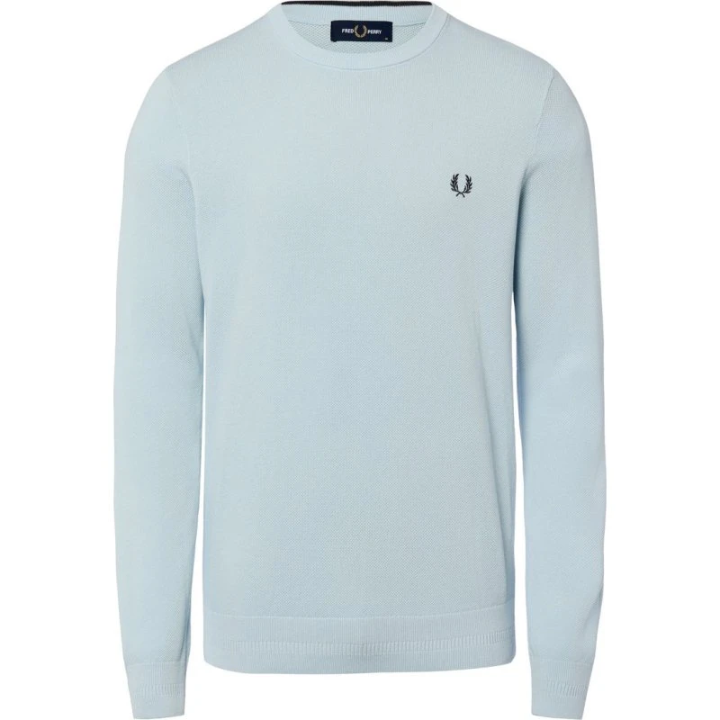Fred Perry Sweter Piqué z Bawełny - Niebieski