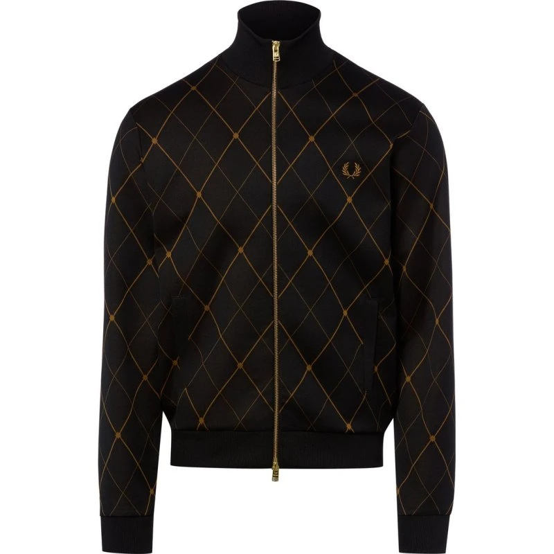 Fred Perry Bluza z Argyle i Dwukierunkowym Zamkiem, Czarna