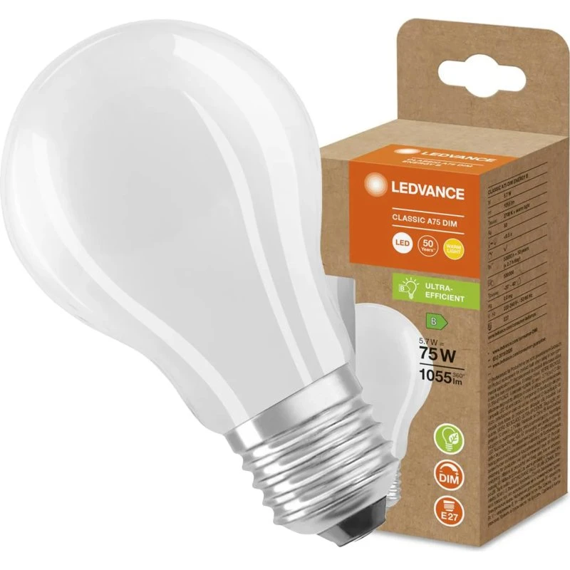 Ledvance Żarówka LED E27 A60 5,7W 2700K Ciepła 300° Ściemnialna