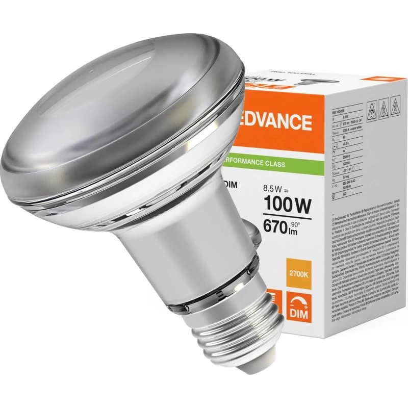 LEDVANCE Żarówka R80 E27 8,5W 2700K Ciepła Biała Ściemnialna