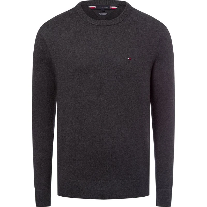 Tommy Hilfiger Sweter Męski Szary z Kaszmirem i Bawełną Pima