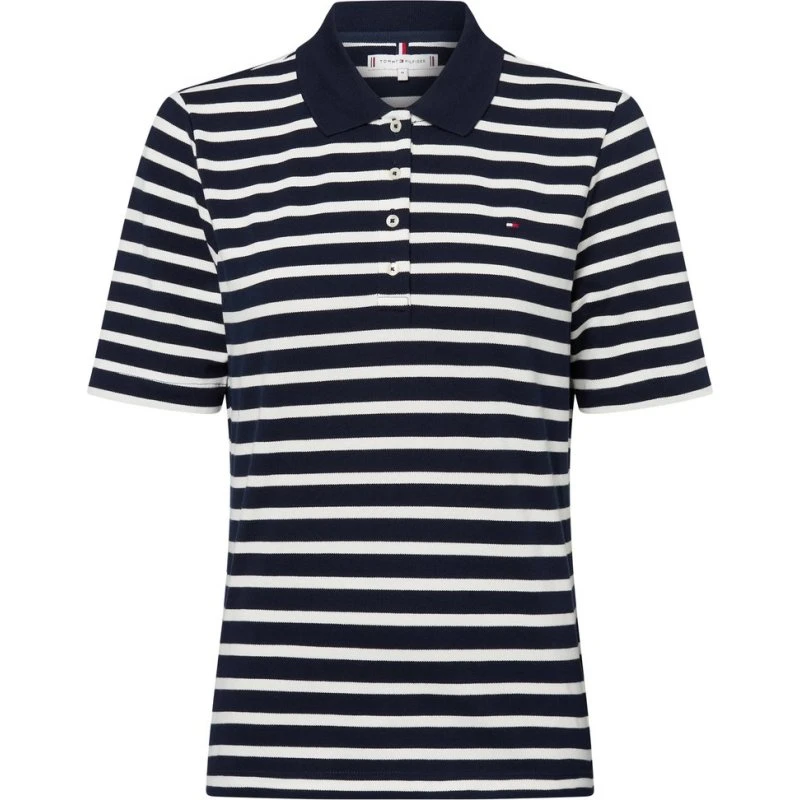 Tommy Hilfiger Koszulka Polo Damska Pika Niebiesko-Biała M