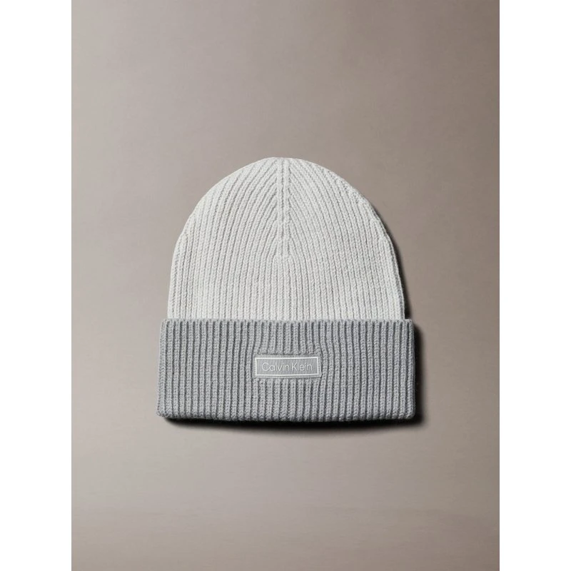 Calvin Klein Czapka z wełny i kaszmiru, szara, One Size