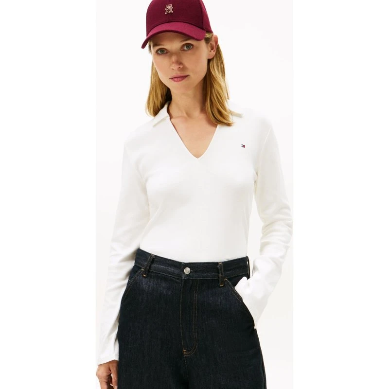Tommy Hilfiger Koszulka z Długim Rękawem Kobiety, Biała, XS