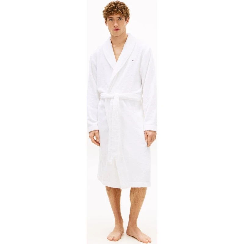 Szlafrok męski Tommy Hilfiger biały, bawełna frotte, L