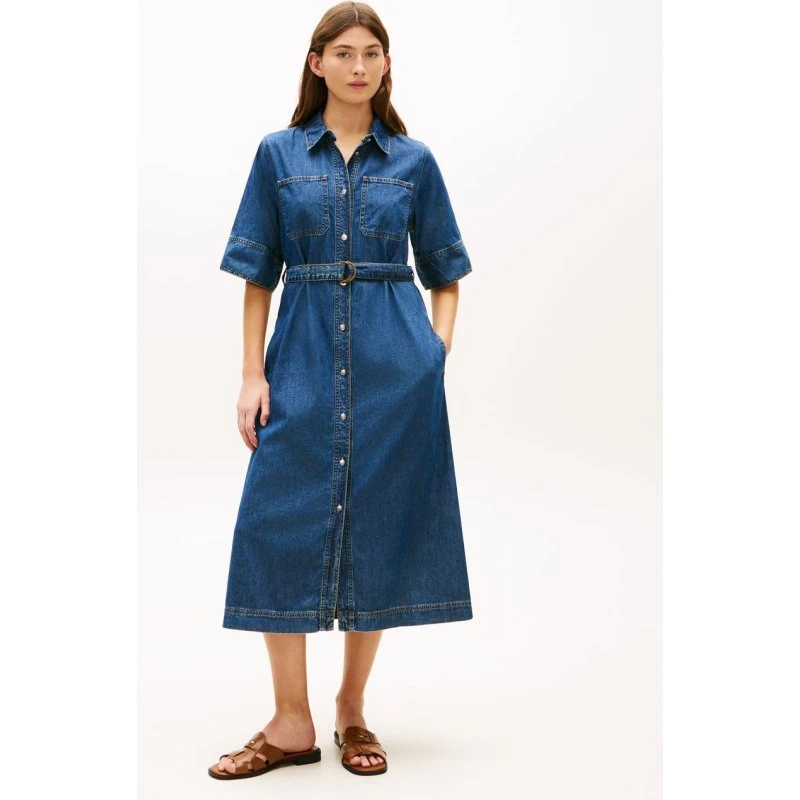 Tommy Hilfiger Sukienka Jeansowa Niebieska, Rozkloszowana