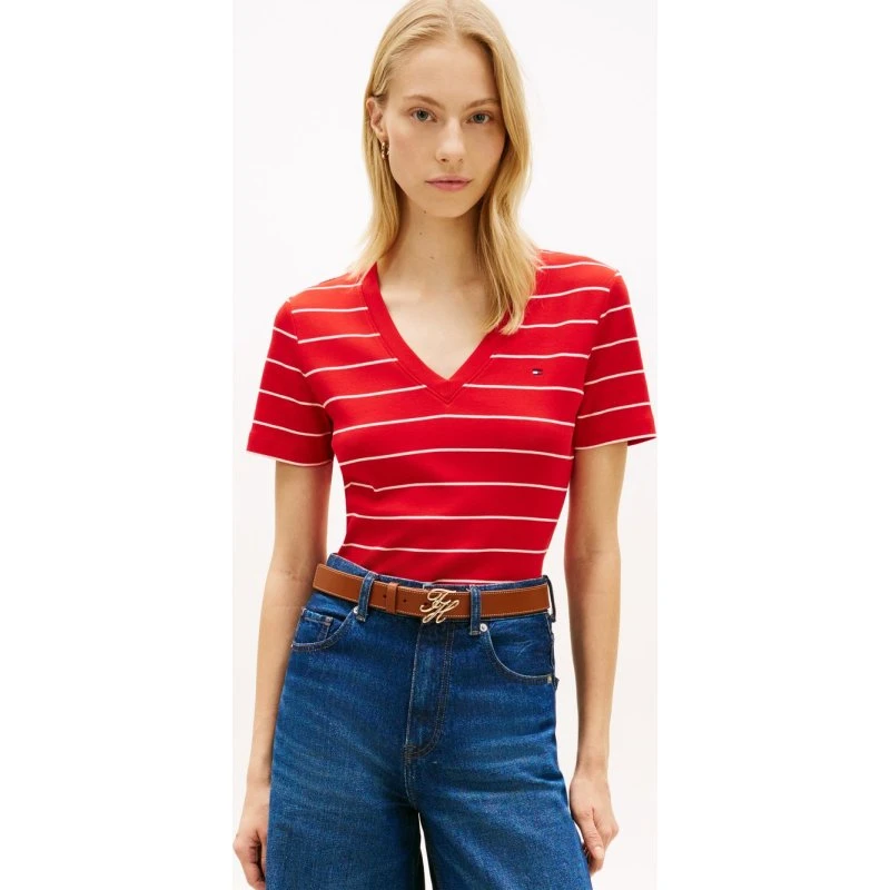 Tommy Hilfiger Koszulka Damska Bawełniana Czerwona, M