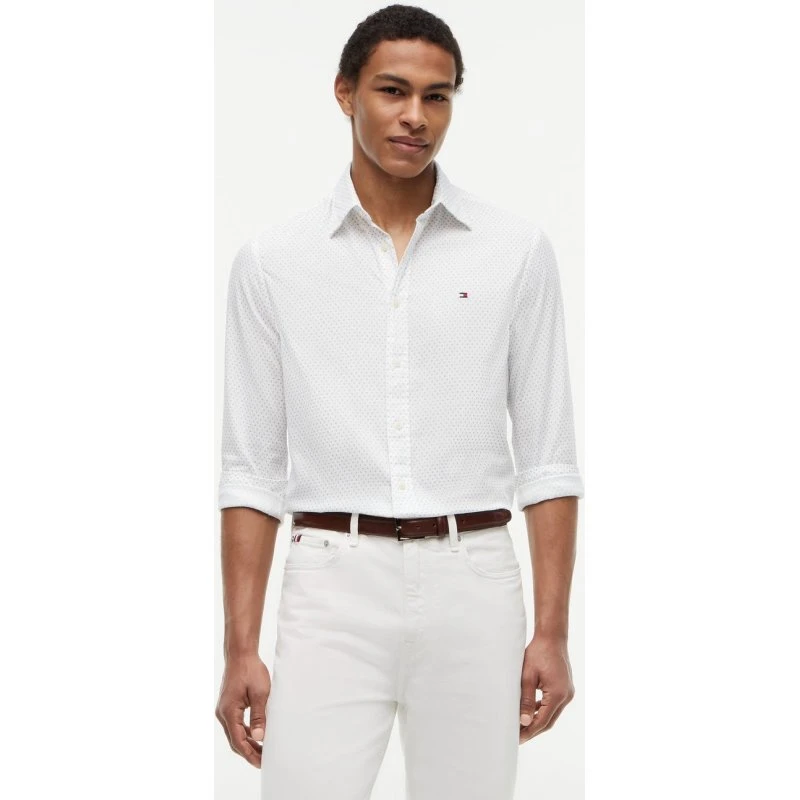 Tommy Hilfiger Koszula Męska Regular Fit w Kwiaty, Biała, XXL