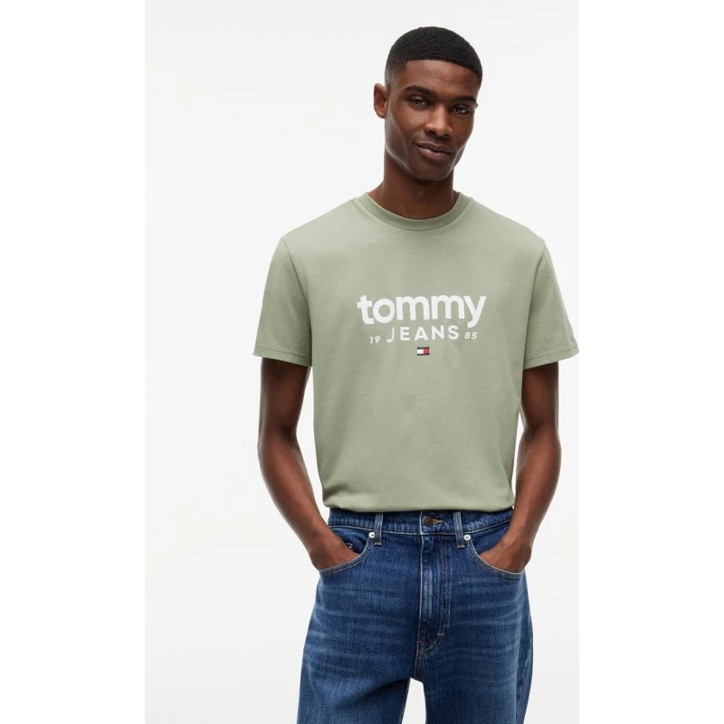 Tommy Jeans Koszulka Męska Bawełniana Zielona, L