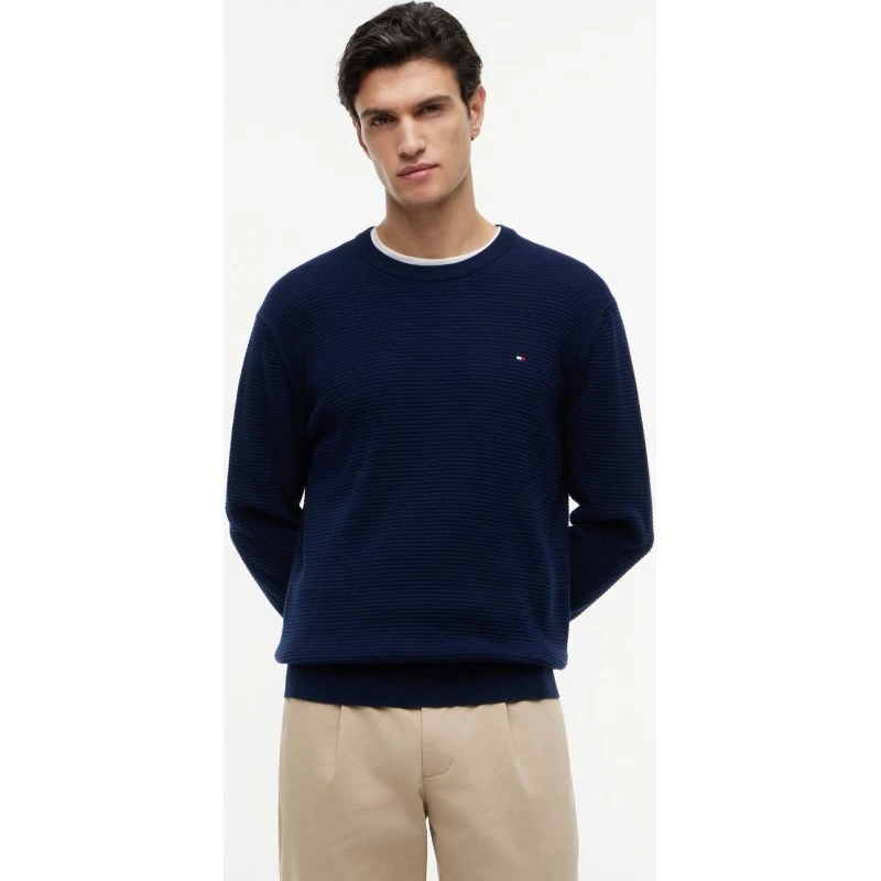 Tommy Hilfiger Sweter Męski z Bawełny Niebieski XL