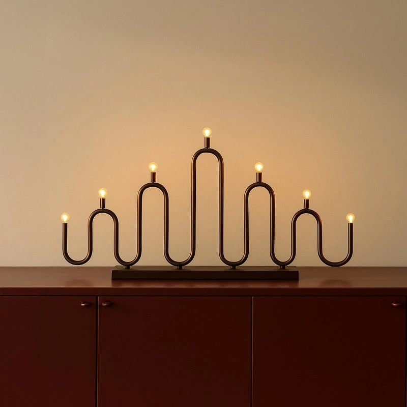 Globen Lighting Świecznik Noel 7, brązowy, 76 cm