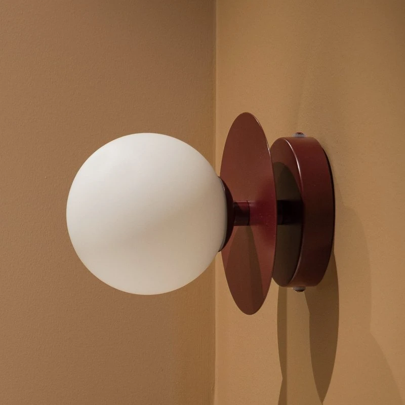 Globen Lighting Kinkiet ART DECO bordowy/biały Ø16cm IP44