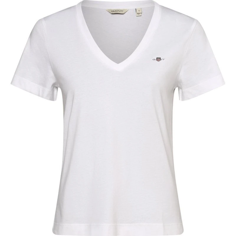 Gant T-shirt damski z dekoltem w serek, biały, XXL
