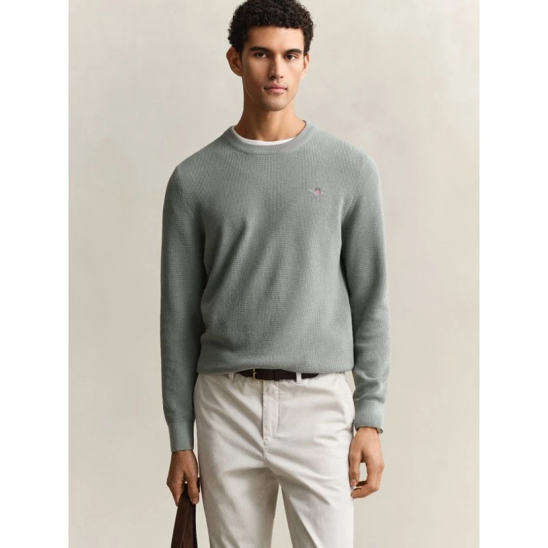 Gant Sweter z Bawełny Męski Zielony XL