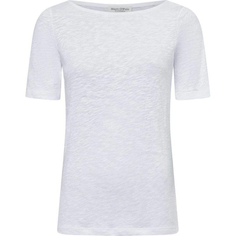 Marc O'Polo T-shirt damski biały z dekoltem łódka
