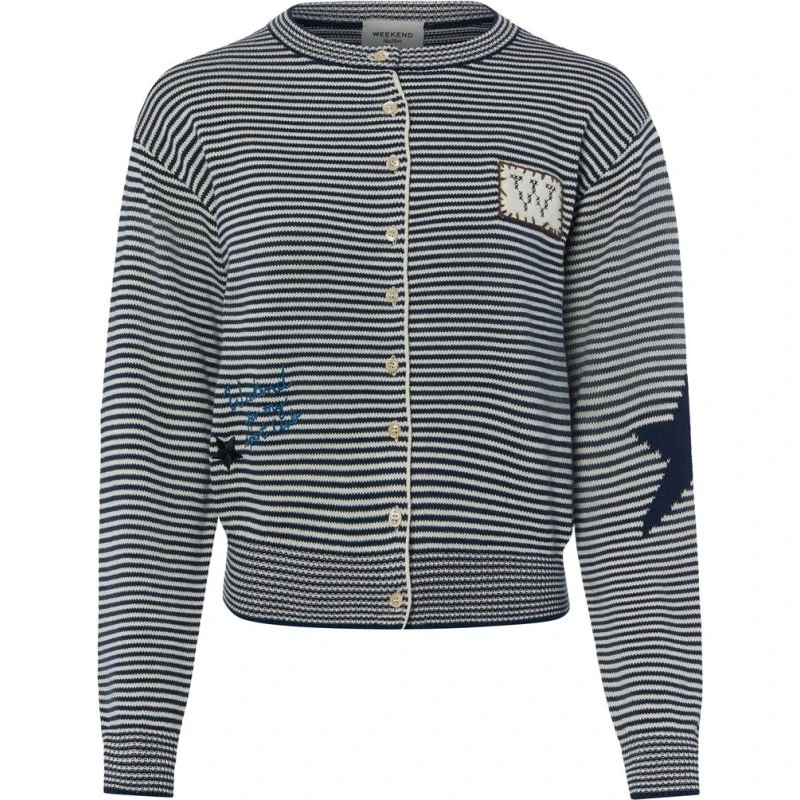 Weekend Max Mara Sweter Bawełniany Niebieski, M